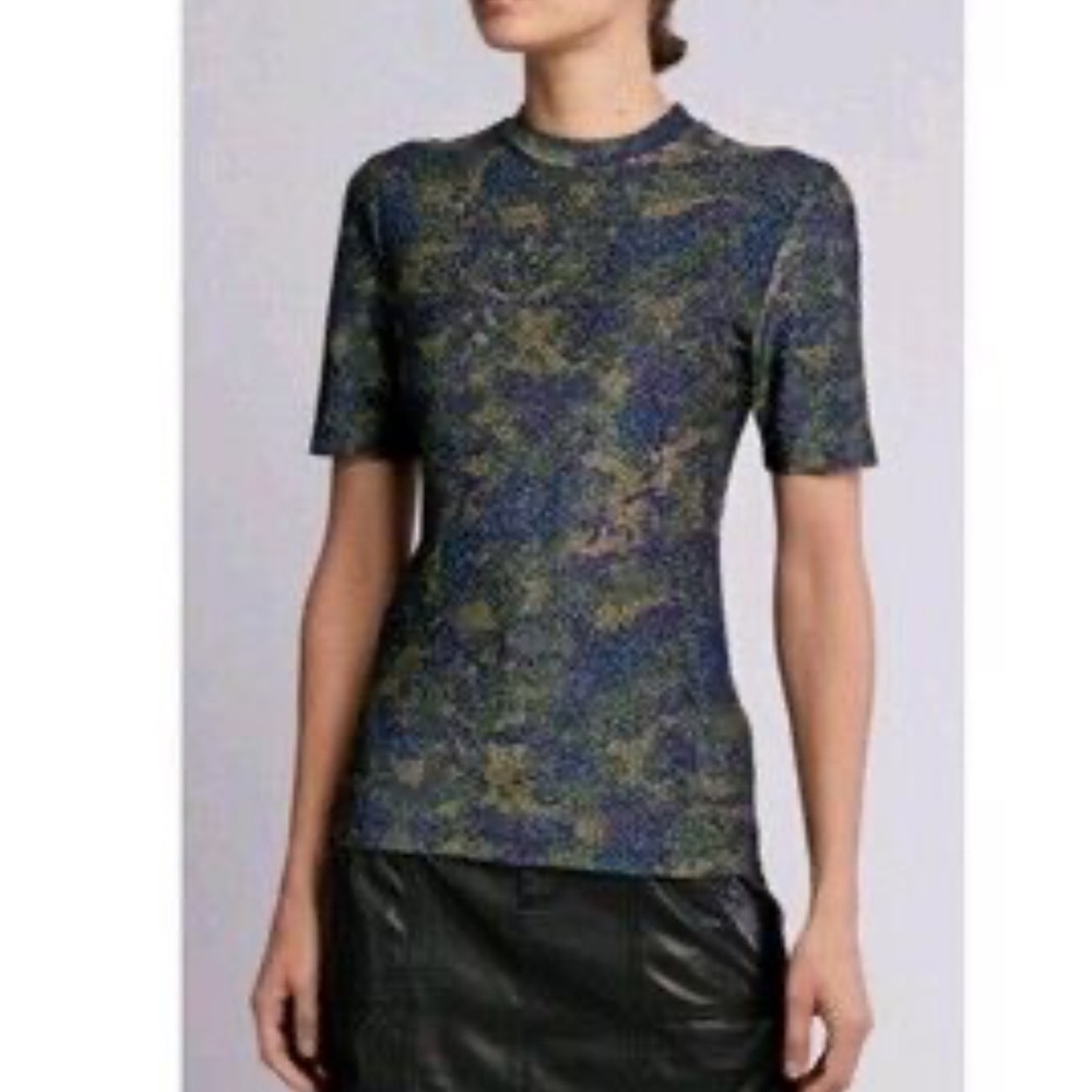 Ganni Metallic Short-Sleeve Top